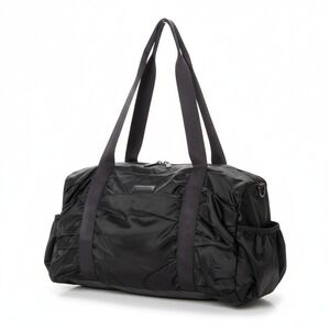Zella Ruched Nylon Duffle Gym Bag Black Solid Size Medium Large Double Handle